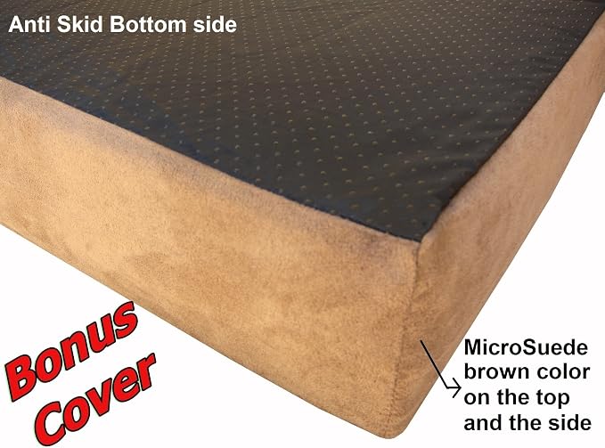 Dogbed4less Premium Orthopedic Memory Foam Dog Bed for Large Dogs, Waterproof Case and Extra Pet Bed Cover, XXL 55"X37"X4", Khaki