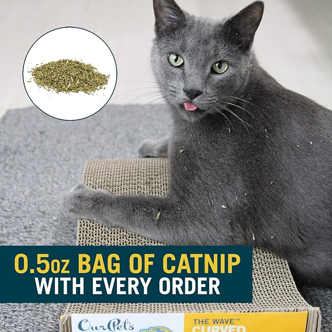 Our Pets OurPets The Wave Curved Catnip Cat Scratcher (Cat Toys for Indoor Cats, Catnip Toys, Cat Gifts & Cat Toys Interactive) [Includes Cosmic Catnip- North-American Grown Catnip]