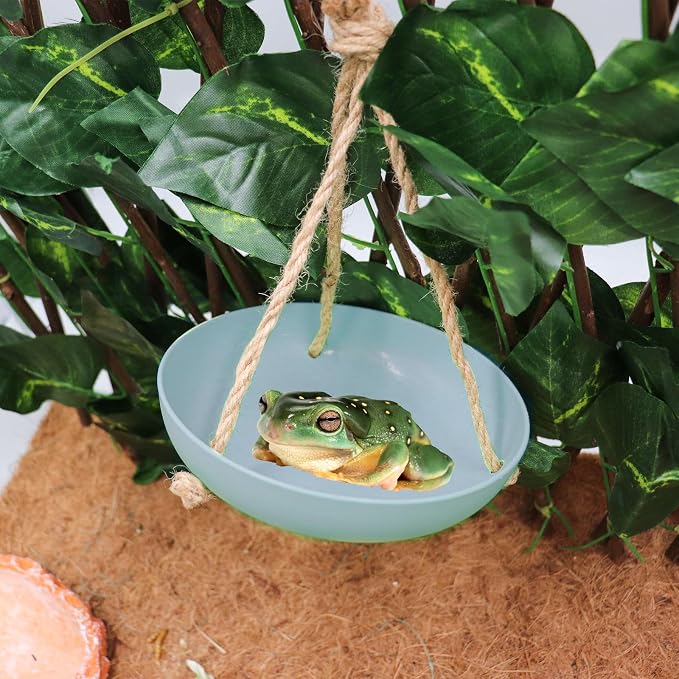 Frog Swing Toys, Plastic Reptile Amphibian Climbing Toys, Tank Aquarium Terrarium Decoration Accessories, Suitable for Frog Gecko Lizard Chameleon Hermit Crab (Blue, Small)