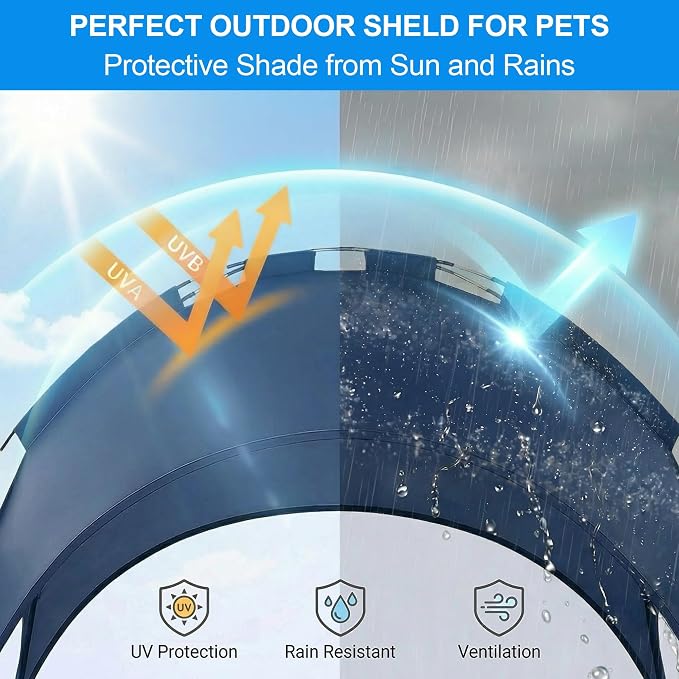 Elevated Dog Bed with Canopy Raised Pet Cot for Large Dogs, Outdoor Dog Cot with Removable Sun Shade Tent, Breathable Mesh Portable Dogs Cot for Camping, Beach, Backyard, Outdoor Use