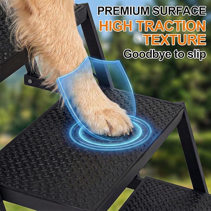 Dog Steps for Car, Truck, SUV, Dog Ramps for Cars with High Traction Surface, Portable Waterproof Dog Stairs for Large Dogs, Supports Up to 200 lbs, 6 Steps
