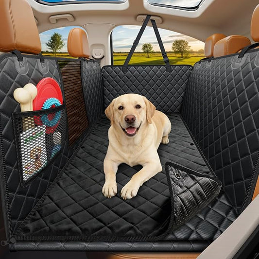 URPOWER Hard Bottom Dog Car Seat Cover, Back Seat Extender with Blanket | 2 in 1 Design, Non-Slip Blanket, 400 lbs Support, 40% More Space, Waterproof, Fits Cars & SUVs, Mesh Window, Easy Care