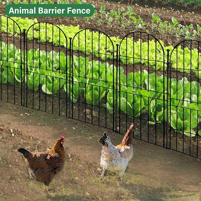 Decorative Garden Fence 31in (H) x10ft (L), 10 Pack No Dig Fence Animal Barrier for Dog, Arched Flower Bed Edging, Wire Border Panel Fencing for Yard Patio Outdoor Decor