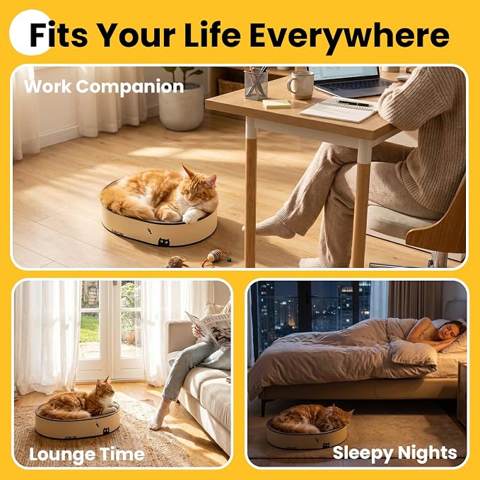 Conlun Oval Cat Scratcher Bed | Scratching Bowl Lounge for Cats | Large | Corrugated Cardboard Pad | Concave Shape | No Mess Enclosed Base | Serves as Couch Furniture Protector