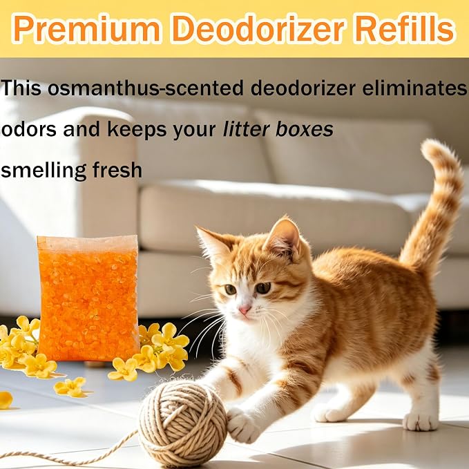 12 Packs Cat Litter Deodorizer Refills Compatible with Whisker OdorTrap Pod | Odor Eliminator for Self-Cleaning and Traditional Litter Boxes (Osmanthus)
