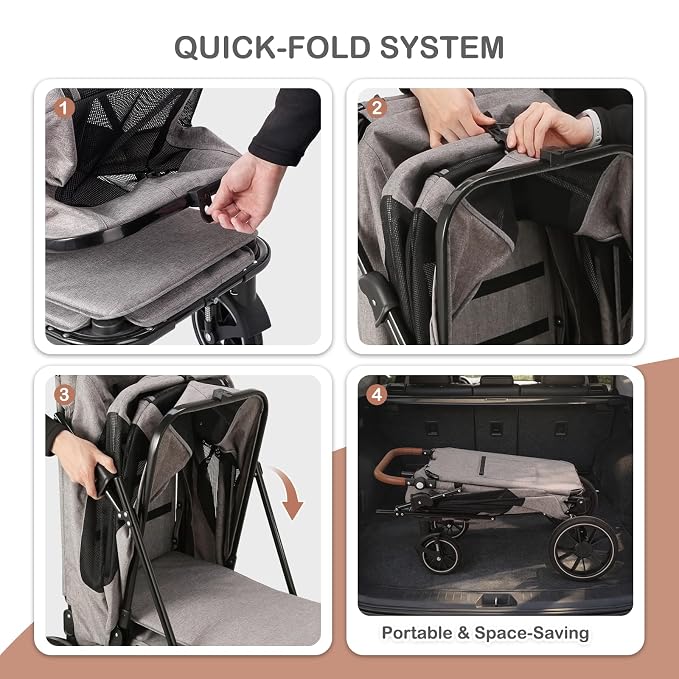 MoNiBloom Large Pet Stroller with Anti-Slip Ramp, for Large Dog Up to 99lb | Heavy Duty Dog Stroller Up to 99lb, Safe & Gentle Mobility Aid, All-Terrain Wheels, Idea for Injured, Disabled, & Senior Dog