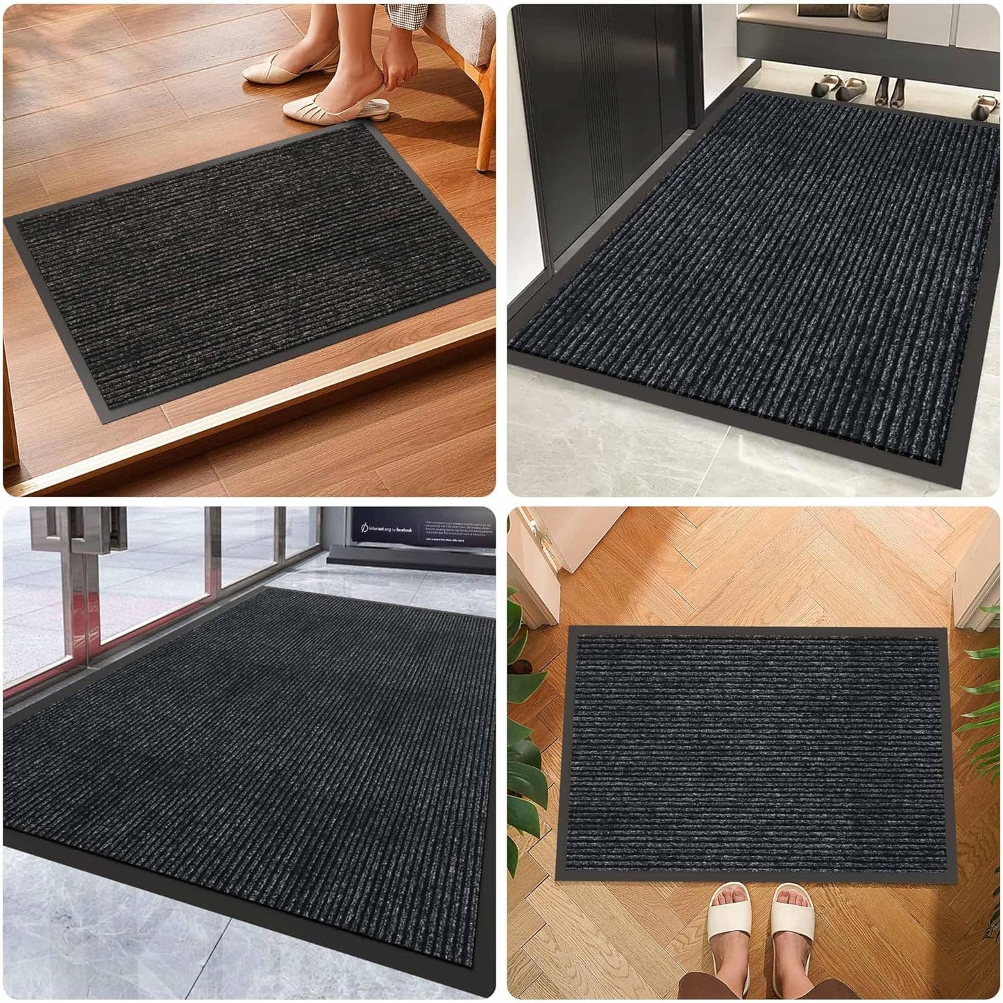 Front Door Mat, 4'x8' Indoor Outdoor Door Mat, Commercial Industrial Entrance Doormat, Heavy Duty Welcome Mat, Rubber Backing Non Slip Doormat for Entryway