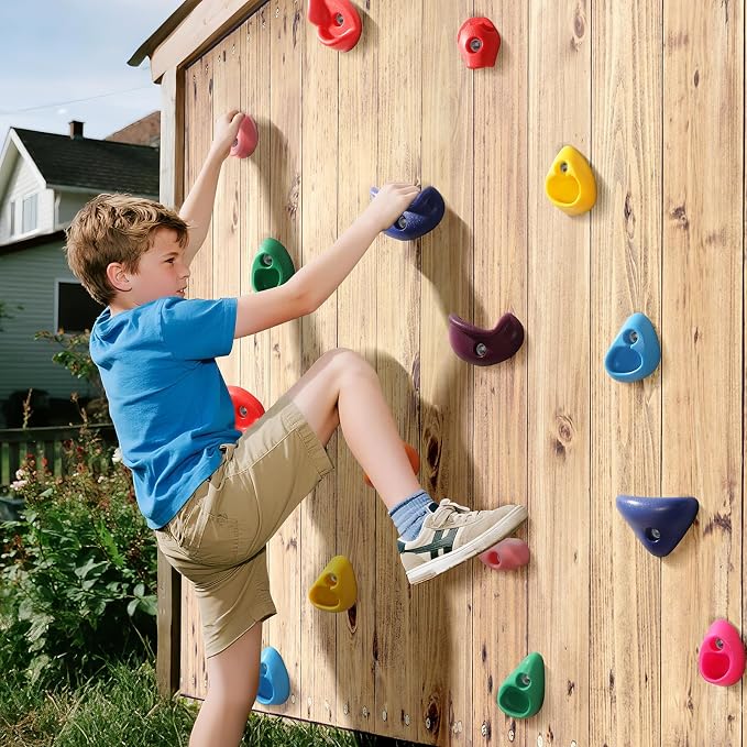 TOPNEW 20PCS Rock Climbing Holds for Kids, Climbing Rocks for Play Set, Swingset - Adult Rock Wall Holds with Mounting Hardware for Indoor Outdoor, Bright Color