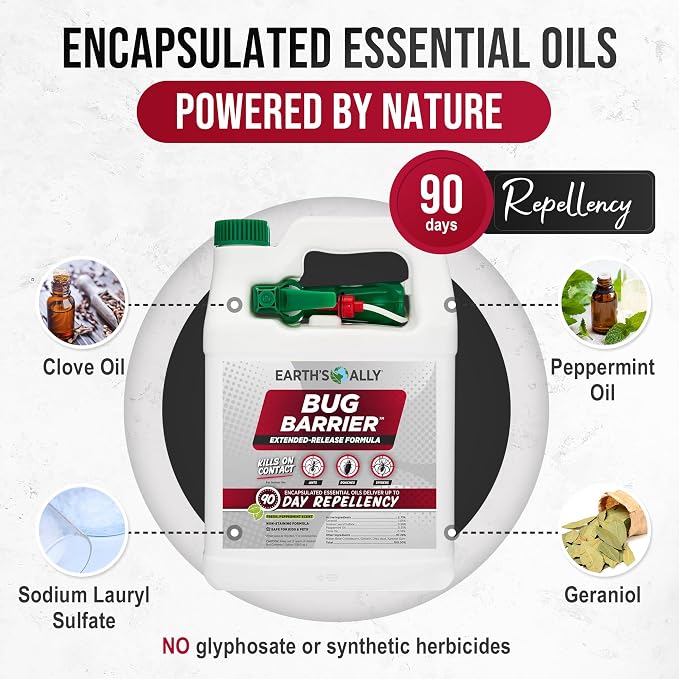Earth’s Ally Bug Barrier - Plant Bug Spray with Essential Oils Kills Crawling Insects On Contact - Indoor Pest Control for Ants, Roaches, Spiders - Safe for Use Around Kids and Pets - 24 Ounces