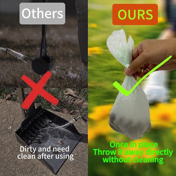 Pooper Scooper with 120 Waste Bags, 55" Dog Pooper Scooper with Extendable Long Handle Portable Foldable Dog Poop Catcher,Poop Pick Up Pooper Scooper for Dogs Cats