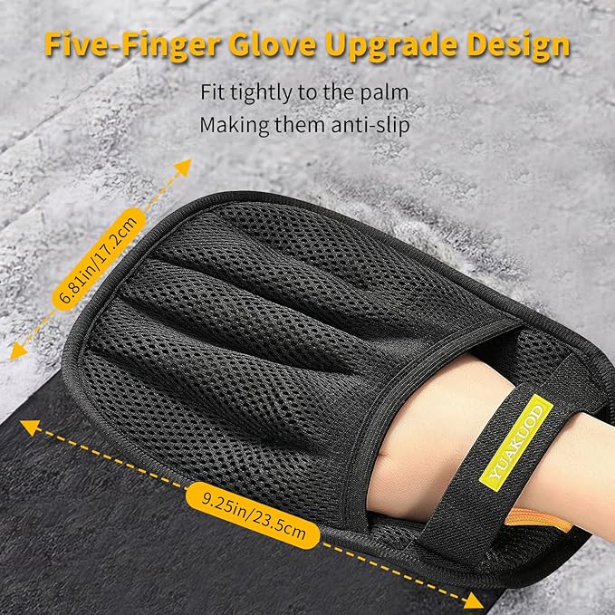 YUAKUOD Pet Hair Removal Glove for Cats & Dogs, Upgraded Five-Finger Electrostatic Pet Hair Gloves, Reusable Magic Brush Pet Hair Remover Tool for Couch, Carpet, Car Seat(1 PCS)