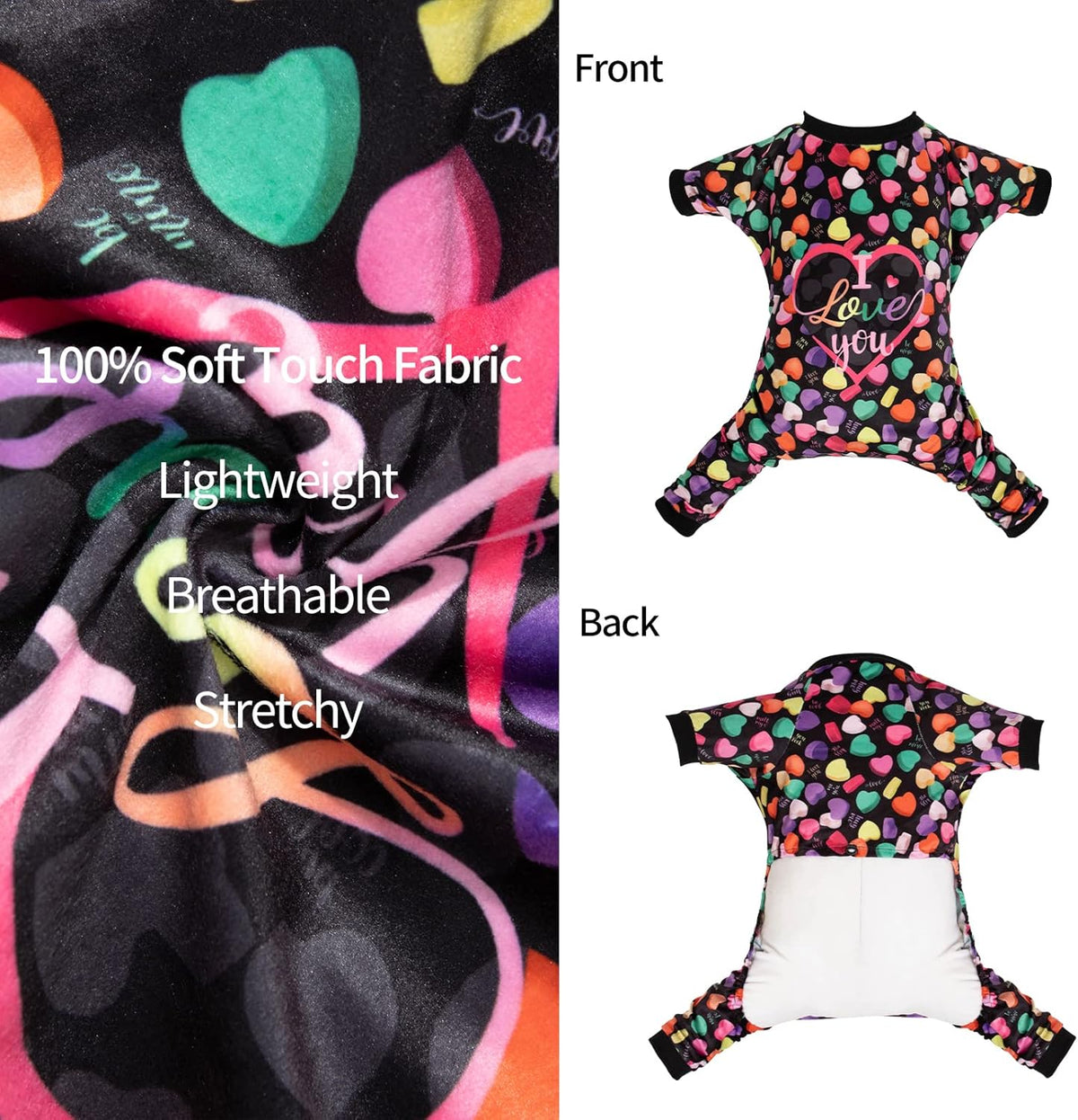 CuteBone Small Dogs Valentines Outfit Soft Puppy Onesies Pjs Dog Pajamas Pet Coat Cat Apparel Comfy Doggie Jumpsuit Bodysuit for All Seasons P272M