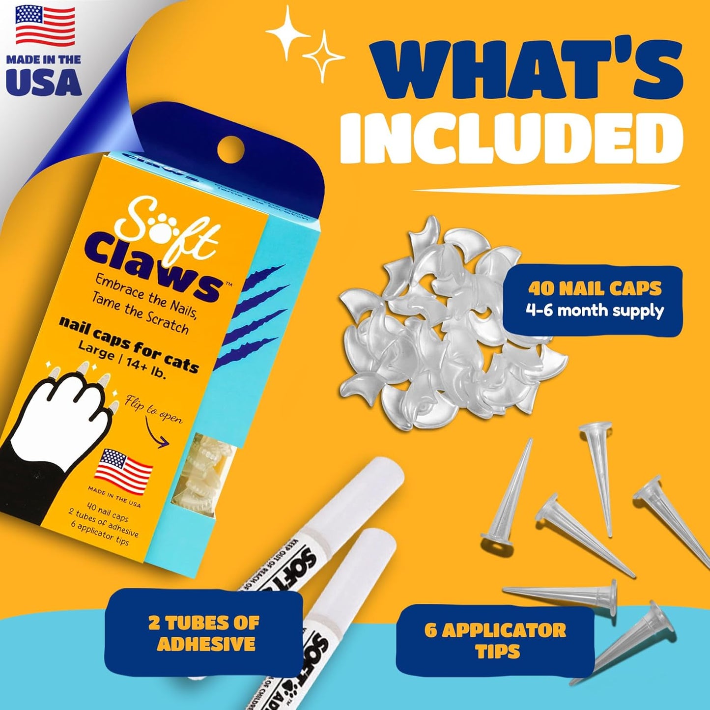 Soft Claws for Cats, Size Large, Color Purple