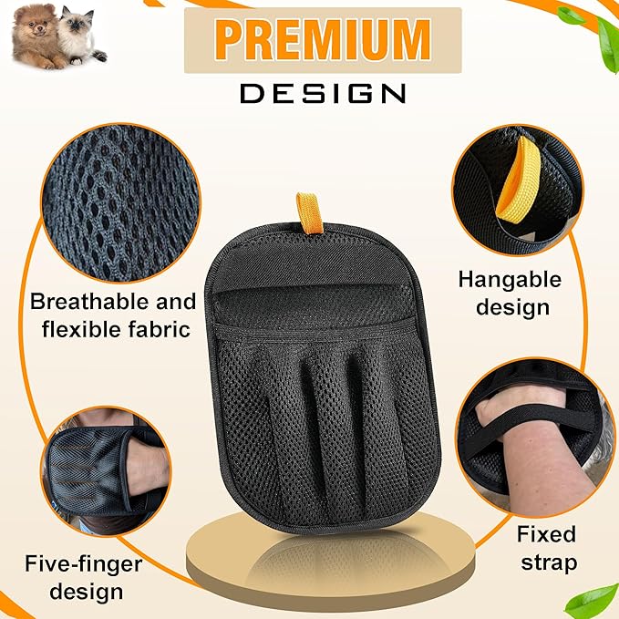 ZENELANEP Pet Hair Removal Glove for Cats & Dogs, Upgraded Five-Finger Electrostatic Pet Hair Remover Glove, Reusable Tool for Couch, Carpet, Laundry & Car Seat