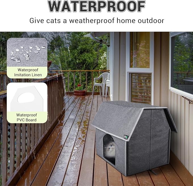 MIU Color Outdoor Cat House, Large Weatherproof Cat Houses for Outdoor Cats, Insulated Feral Cat Shelter with Removable Soft Mat, Easy to Assemble, 17.1" x 15" x 16.6" inch | Insulated Feral Cat Shelter with Removable Soft Mat, Easy to Assemble,17.1" x...