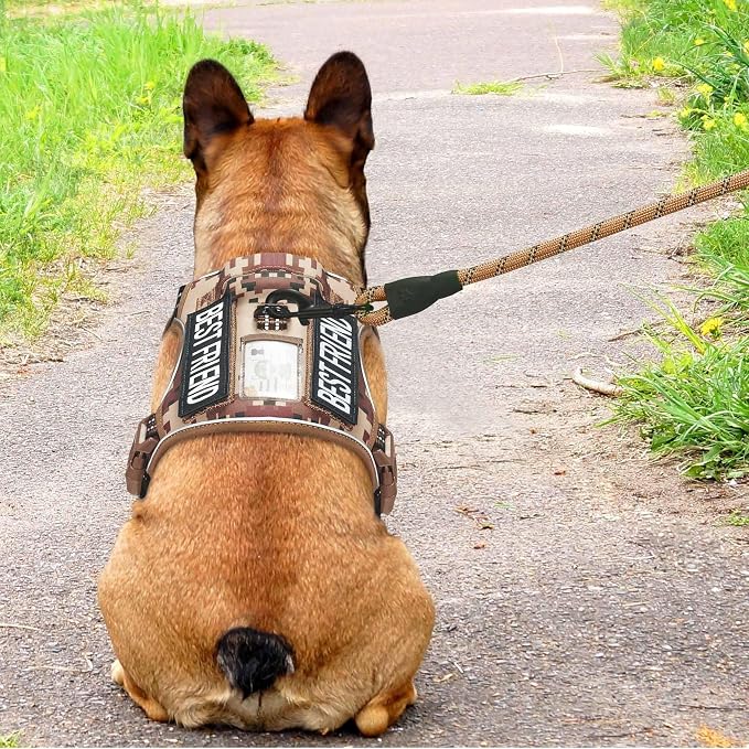 Beebiepet Heavy Duty Tactical Dog Harness for Small Dogs, No Pull Adjustable Pet Harness Reflective Service Training Easy Control Pet Vest Military K9 Working Dog Harnesses- Medium, Desert Camo
