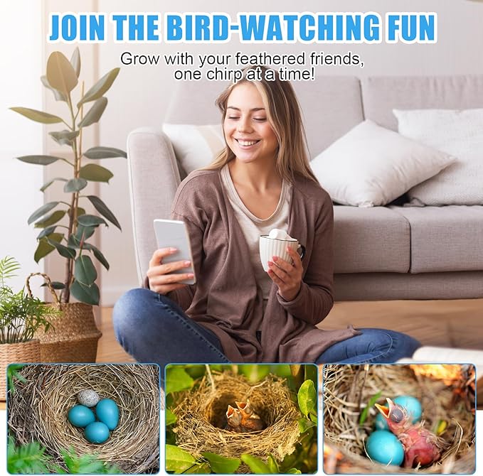 Smart Bird House with Camera Solar Powered, Birdhouse with 1080P HD Camera Wireless, Auto Capture Bird Videos & Motion Detection and App Notify, Wooden Birdhouses for Bluebirds and Sparrows