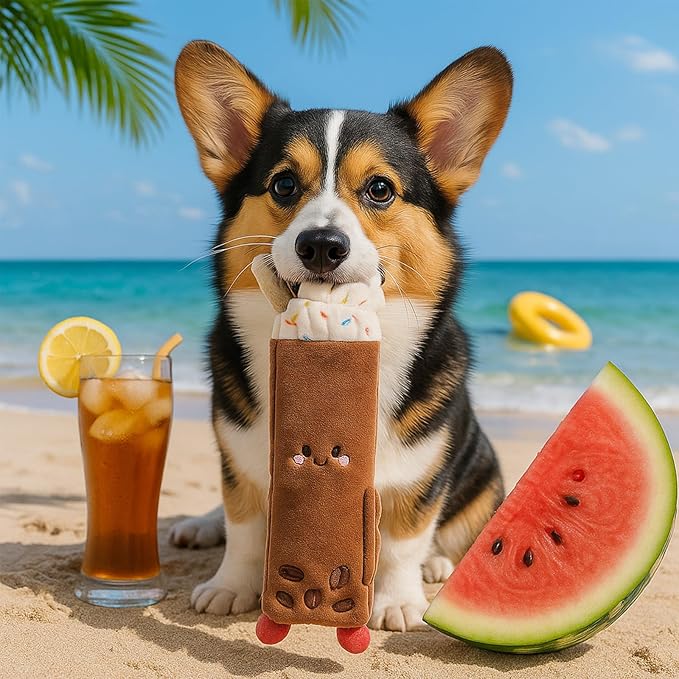 Nocciola 3 PC No Stuffing Small Dog Toys, Removable Crinkle Squeaky Durable Dog Tug Toy Summer Drinks Theme, Bottle Insert Fun Puppy Toys to Keep Them Busy