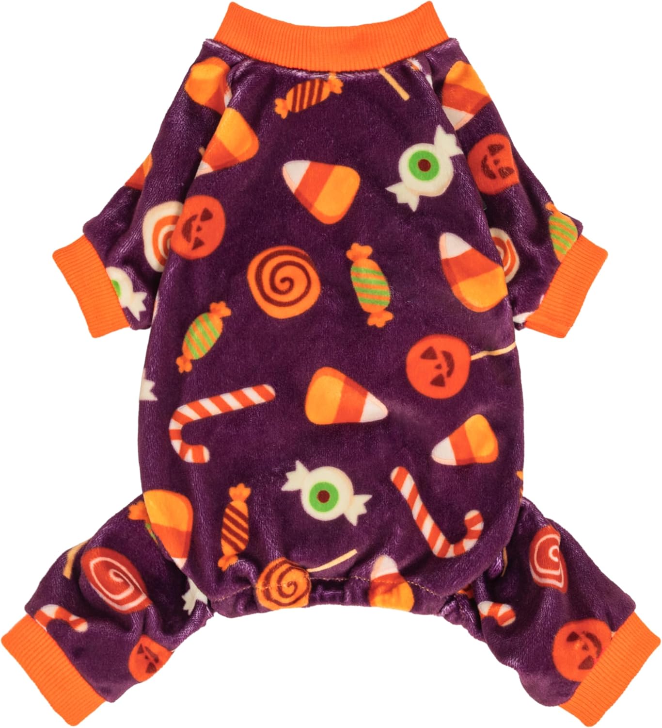 Fitwarm Halloween Candy Dog Pajamas, Funny Costumes for Small Dogs Boy Girl, Pet Outfit, Purple, Orange, XS