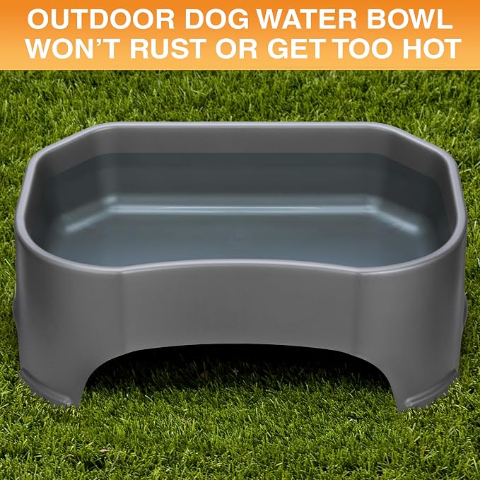 Neater Pet Brands Extra Large Water Bowl for Dogs, Outdoor Dog Water Bowl (2.25 Gallon XL Capacity), Big Trough Style Food Dish for Indoors or Outside, No Spill Large Dog Bowls, Gunmetal Grey