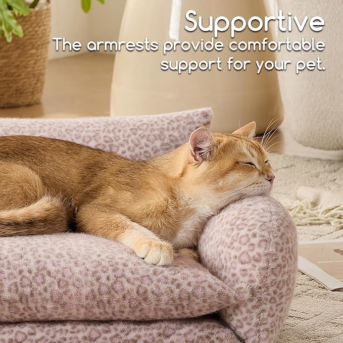Hollypet Cat Bed Small Dog Orthopedic Couch Beds for Pets up to 13 lbs | Fluffy Multifunctional Double-Layer Warming Kitten Pet Couch Orthopedic Beds with Machine Washable Cover and Non-Slip Bottom