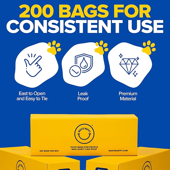 Poop Bags for Dogs 200 Count - 14" Extra Long Leak-Resistant Waste Bag Tissue Box - Unscented Extra Thick Poop Bag, Easy to Tear Dog Bags for Poop - Convenient Dispenser Box - Dog Supplies