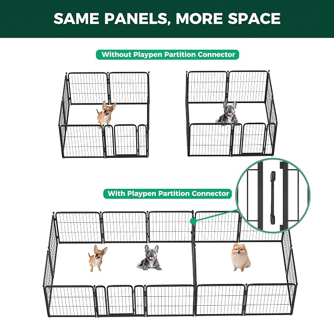 FXW Homeplus Indoor Dog Playpen with Divider Connectors, 24" H, 16 Panels | Calm Indoor Play Area, Two-Zone Layout, For Puppies & Small Dogs, Patented