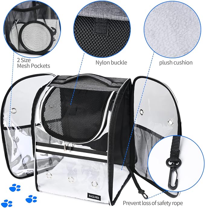 BAGLHER Cat Carrier Backpack, Airline Approved Pet Travel Carrier with Fleece Pad for Puppy and Small Animals