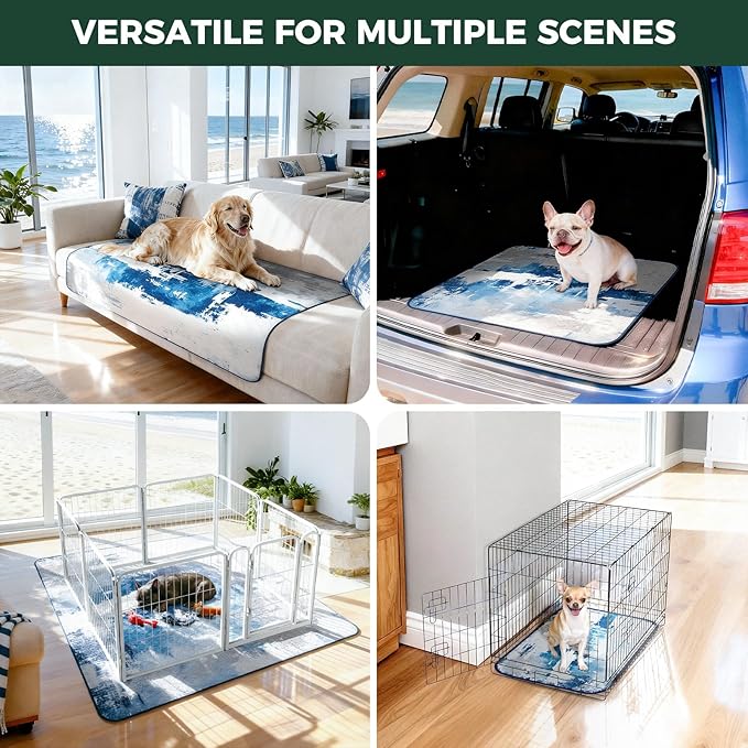FXW Washable Pee Pads for Dogs, Puppy Pads with Super Absorbent, Specifically Designed for 24inch Cages, 17" x 23" Rectangle, Tie-Dye Blue, 2 Packs
