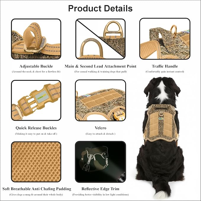 Homapet. Tactical Dog Harness with Dual Leash Attachment Points, Adjustable and Reflective Military Grade Dog Vest with Comfort Control Handle (Duck Hunt-S)