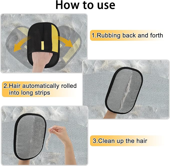 GLIDESMOOTH Pet Hair Remover Gloves, Advanced Static-Adhesive Pet Hair Removal Gloves, Reusable Cat Dog Hair Remover Mitt, Pet Grooming Glove for Shedding, 1PCS