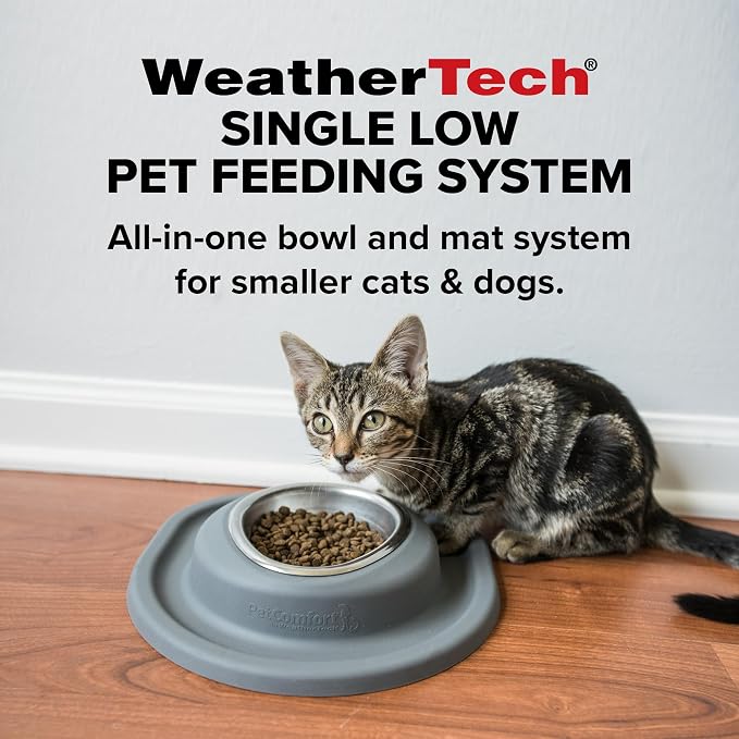 WeatherTech Single Low Pet Feeding System - Heavy-Duty Dog & Cat Food/Water Bowl - 16 oz (2 Cups) Tan (SL1602TN)