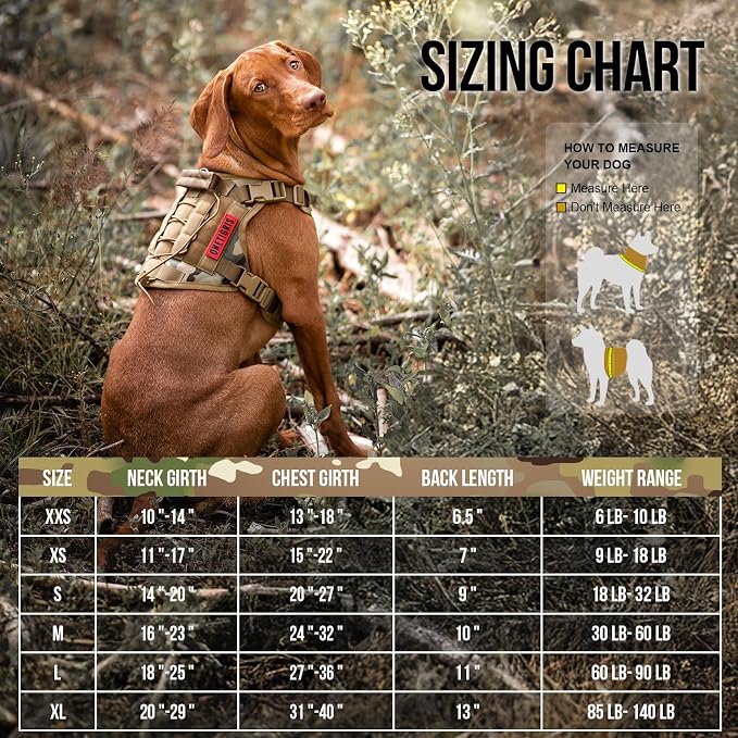 OneTigris Tactical Dog Harness with Handle No-Pull Adjustable for Small Dog | Military 1000D Pullable Nylon, Service Dog Vest with Hook & Loop Panels, Easy On & Off for Walking Hiking Training Camo S