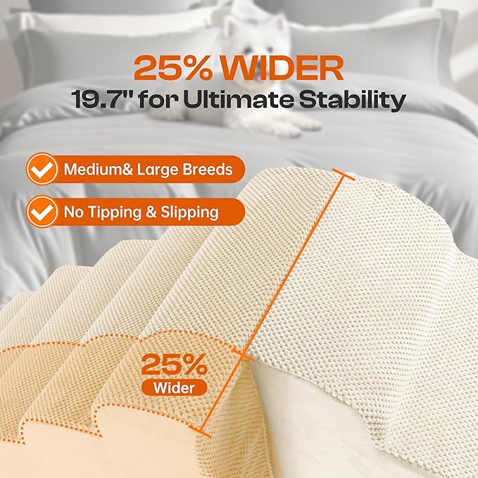 Extra Wide Dog Stairs for Large Dogs Up to 80lbs, 25" Pet Steps for High Bed with Washable Cover, 5-Step Foam Bed & Couch Ladder for Small Medium Dogs & Senior Cat, Beige