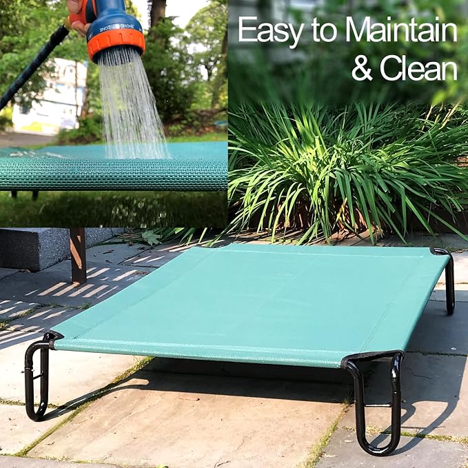 Elevated Dog Bed, 35 x 28 x 8 inches (Small, Green)