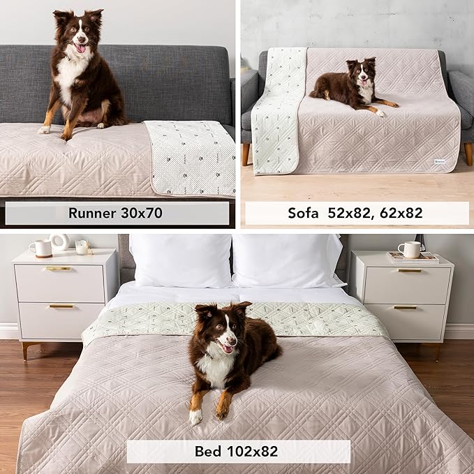 PetAmi Waterproof Couch Cover for Dogs, Waterproof Pet Blanket, Reversible Furniture Cover Sofa Protector for Pet Cat Bed, Washable Waterproof Blanket Dog Cover for Couch Seat, 30x70 Beige