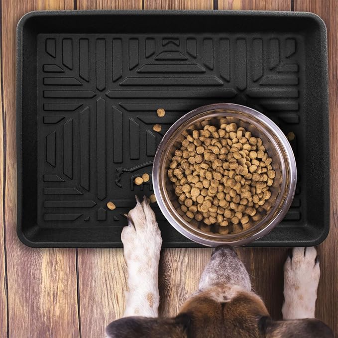 FH Group Climaproof for All Weather Protection Black Multi-Purpose Pet Feeding Bowl Tray, Dog Bowl Tray, Boot Tray, Shoe Tray, Great for Entryway or Garage 20
