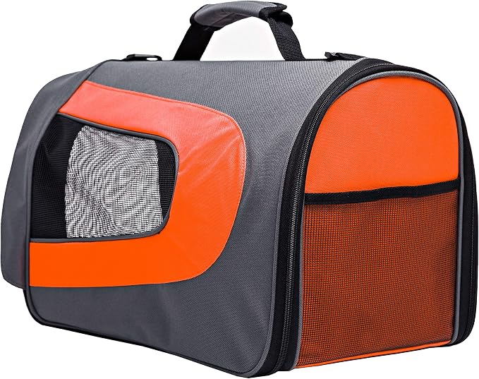 Pawer 18” x 11”x 11” Soft-Sided Foldable Airline Approved Pet Carrier for Cat, Puppy and Small Dog, Washable 600D Oxford Fabric, with Handle and Strap for Carry, Multiple Colors Available