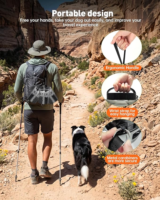 98oz Large Dog Water Bottle with Pull-Out Bowl, Portable Pet Water Dispenser, BPA Free, Leak Proof Travel Water Bottle for Dogs, Ideal for Outdoor Walking, Hiking, Camping & Beach