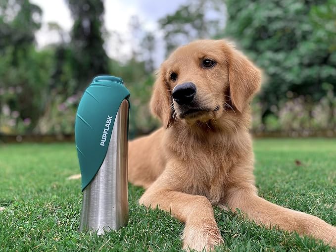 PupFlask Large Dog Water Bottle | 27 or 40 OZ Stainless Steel | Convenient Dog Drink Dispenser | Puppy Travel Water Bowl | Portable Pet Hydration Bottle | Leak Proof | Perfect Size For All Breeds