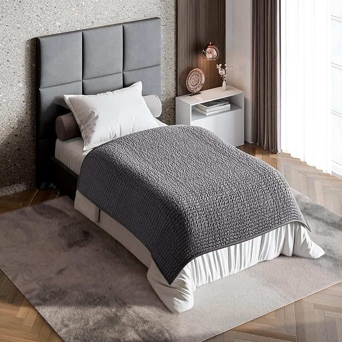 PAULATO BY GA.I.CO. Waterproof Blanket for Bed – Twin Size Cover for Incontinence – Machine Washable Stain-Resistant Protector for Couch and Sofa – Absorbent Pad - Dark Grey