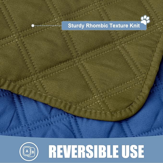 Smiry Waterproof Dog Bed Cover Pet Blanket, Soft Washable Dog Blanket for Furniture Bed Couch Sofa Reversible, Checkered (52"x82", Green/Navy)