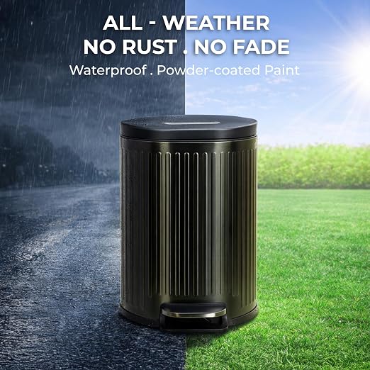 Dog Poop Trash Can Outside with Lid – 12L Stainless Steel Outdoor Trash Can with Reusable Charcoal Filter, Step-On Pedal & Bag Dispenser – Dog Waste Station, Cat Litter Trash Can & Diaper Pail
