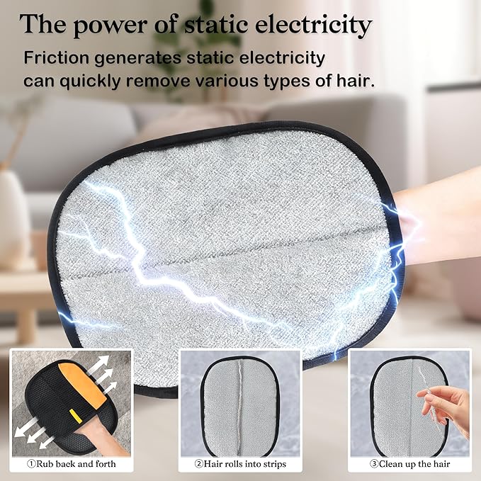 FlowFish 1 Pack Pet Hair Removal Electrostatic Glove for Dogs and Pets, Washable & Reusable Electrostatic Pet Hair Remover Glove, Durable Pet Hair Removal Tool for Multi-Occasions