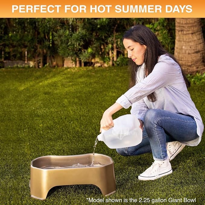 Neater Pet Brands Extra Large Water Bowl for Dogs, Outdoor Dog Water Bowl (1.25 Gallon XL Capacity), Big Trough Style Food Dish for Indoors or Outside, No Spill Large Dog Bowls, Champagne