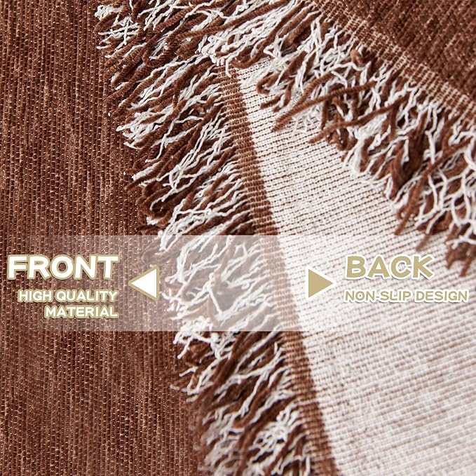 MYSKY HOME Chocolate Couch Cover Non Slip Dog Sectional Sofa Cover for 3 Cushion Couch Sofa Slipcover with Tassels Futon Cover Non Slip Washable Furniture Protector Cover for Pet, Cat, 91"x118"