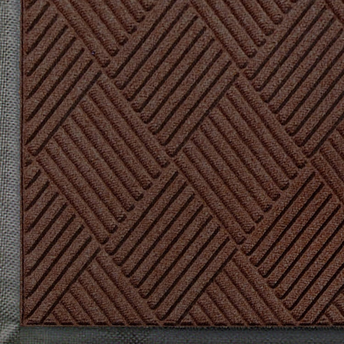 WaterHog Diamond | Commercial-Grade Entrance Mat with Rubber Border – Indoor/Outdoor, Quick Drying, Stain Resistant Door Mat (Dark Brown, 3' x 6')