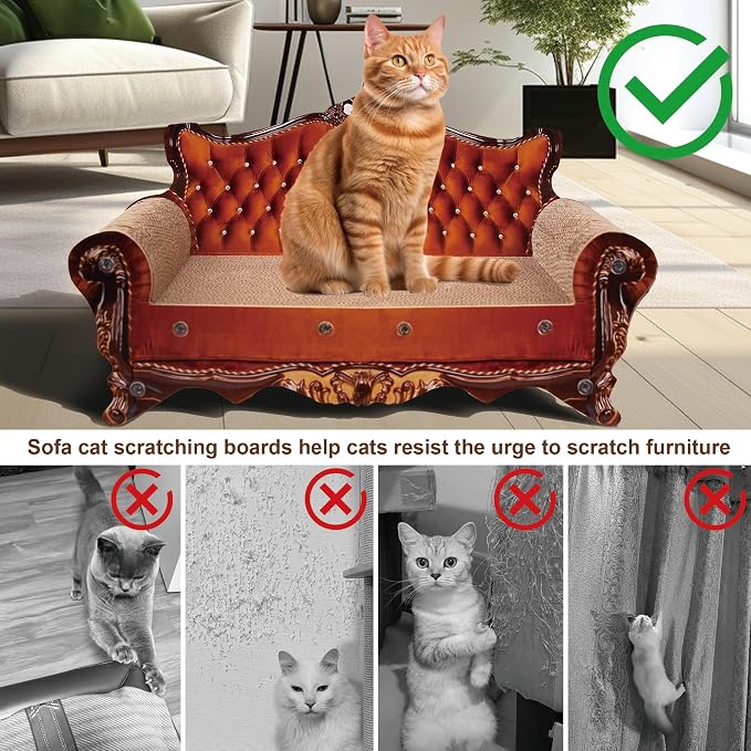 COOZMENT Sofa Shaped Scratching Couch,Thick Scratching Cardboard, Lounge Bed for Indoor Rest&Play, Sofa Scratcher Pad (21.2" L X 12.2 "W X 11.8" H)