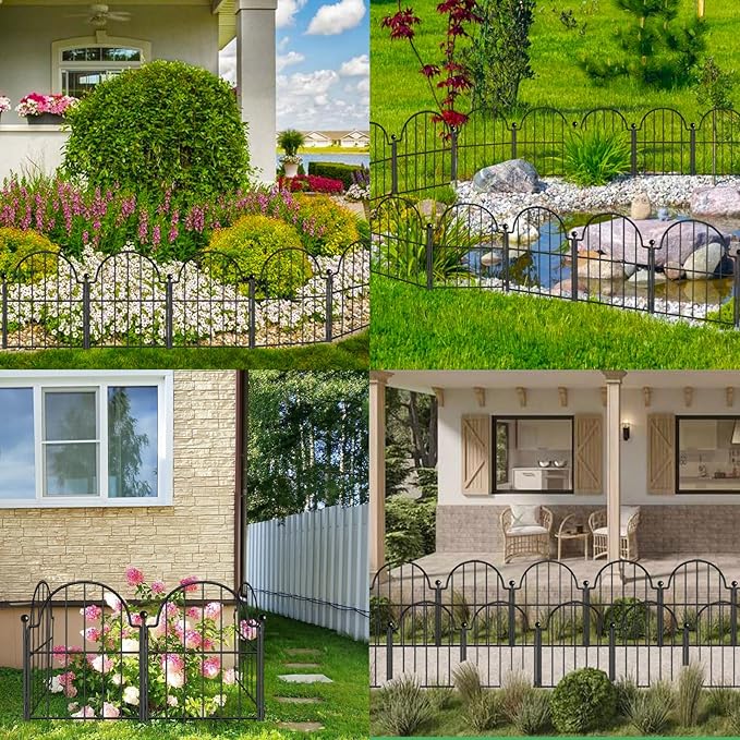 Blingluck Garden Fence, 17 in(H) x 21 ft(L) Arched Rustproof Metal No Dig Fence Garden Fence Border, Ground Stake Animal Barrier Fence for Rabbit Dog, Outdoor Landscape Decor for Yard & Patio,19 Pack