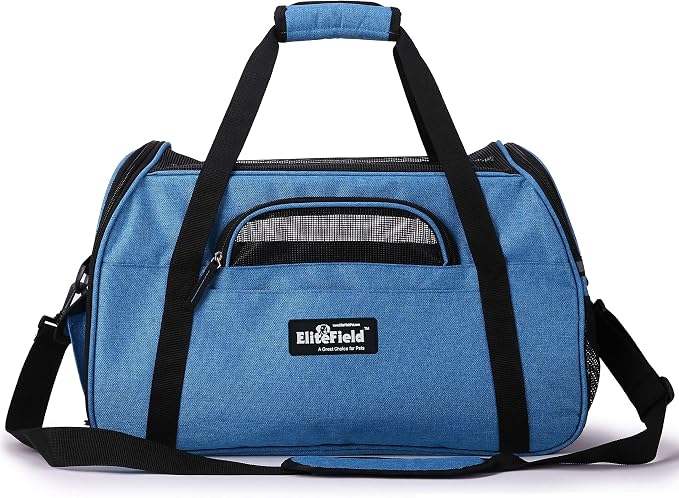EliteField Soft Pet Carrier (3 Year Warranty, Airline Approved) Soft Sided Dog Puppy Cat Carrier Travel Bag (X-Large: 21" L x 12" W x 13" H, Sapphire Blue)
